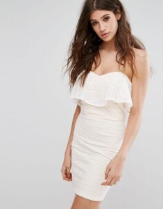 Miss Selfridge Lace Bandeau Mini Dress-White
