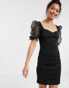 Miss Selfridge mini dress with oversized sleeves in black