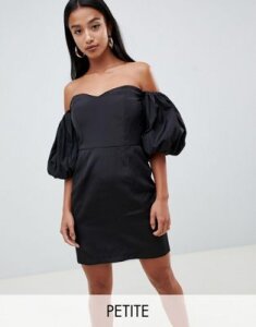 Miss Selfridge Petite Balloon Sleeve Mini Dress-Black
