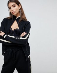 Miss Sixty funnel neck knitted tracksuit top-Black