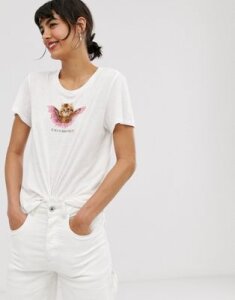 Monki cat placement oversized t-shirt in white