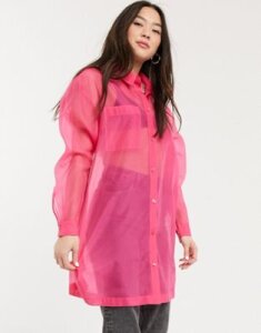 Monki Hester organza shirt in pink