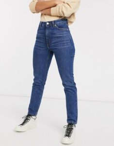 Monki Kimomo high waist mom jeans with organic cotton in dusty blue