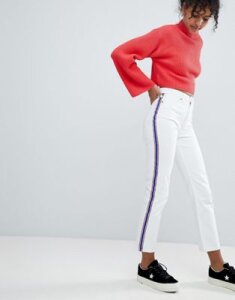Monki Moluna Side Stripe White Jeans
