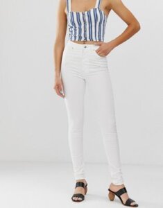 Monki Oki organic cotton high waist skinny jeans in white