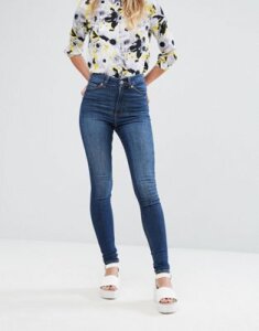 Monki Oki skinny high waist jeans with organic cotton in mid blue