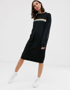 Monki rainbow stripe sweater dress-Black
