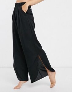 Monki side-split beach pants in black