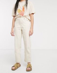 Moon River cropped slim jeans in cream