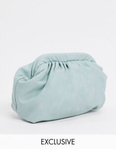 My Accessories London Exclusive slouchy pillow clutch bag in sage green