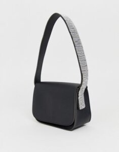 My Accessories London rhinestone strap 90s shoulder bag-Black