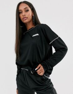 My Mum Made It oversized sweatshirt with logo and contrast stitching two-piece-Black