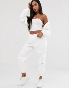 My Mum Made It relaxed zip off cargo pants in cord two-piece-White