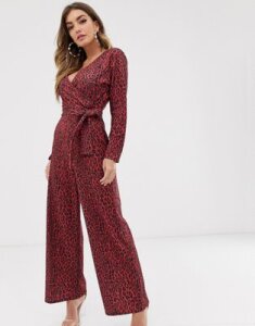 NA-KD leopard print jumpsuit-Red