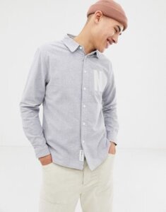Native Youth letter embroidered shirt-Gray