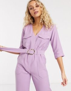 Native Youth relaxed belted jumpsuit-Purple