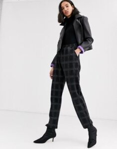 Native Youth relaxed tracksuit bottoms in check two-piece-Black