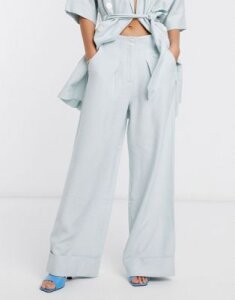 Native Youth relaxed wide leg tailored pants two-piece-Blue