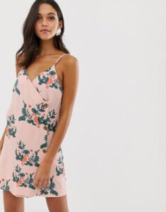 Native Youth slip dress with buttons in sea horse print-Pink