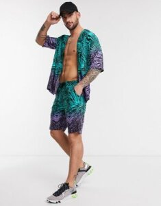Native Youth two-piece short animal snake print-Blue
