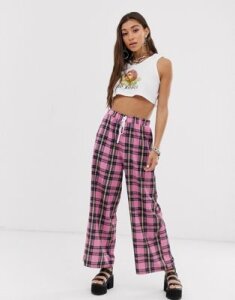 New Girl Order draw string pants in pink check