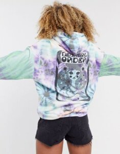 New Girl Order oversized hoodie in tie dye with back graphic-Multi