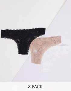 New Look 3 pack lace thongs-multi