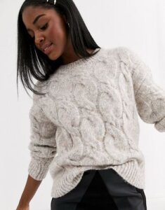 New Look cable knit sweater in oatmeal-Beige