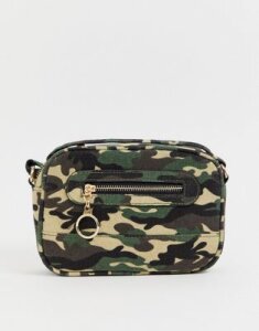 New Look camo camera bag in green pattern
