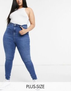 New Look Curve skinny jeans in mid blue