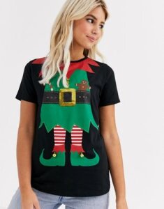 New Look elf dress up christmas tee in black