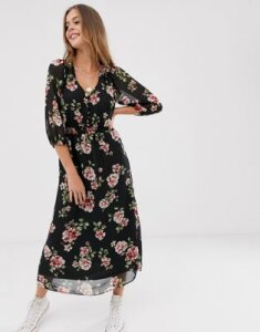 New Look floral maxi dress in black