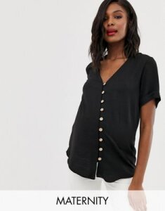 New Look Maternity button through shirt in black
