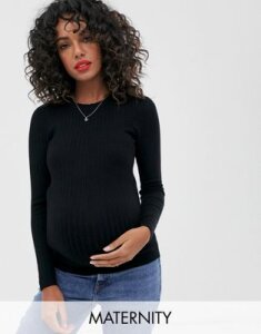 New Look Maternity crew neck sweater in black
