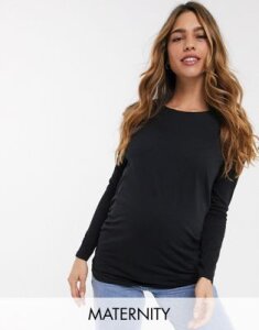 New Look Maternity long sleeved t-shirt in black-Gray