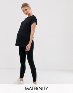 New Look Maternity ribbed high waist leggings in black