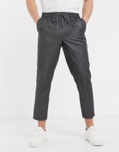 New Look pinstripe smart sweatpants in mid gray