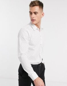 New Look polka dot poplin shirt in white