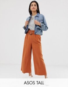 New Look Tall buckle detail pants in rust-Navy