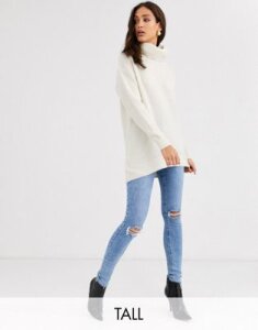 New Look Tall knited roll neck sweater in cream