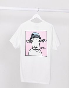 New Love Club sheep print T-shirt in white