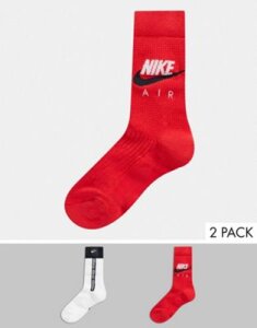 Nike Air 2 pack socks in white/red