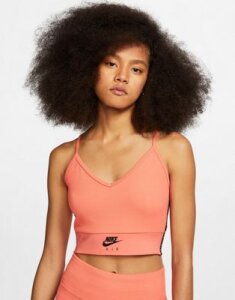 Nike air ribbed strappy crop top in red