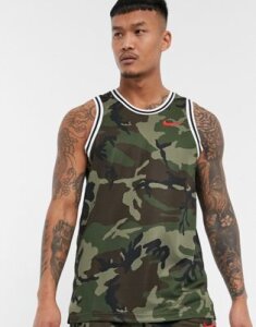Nike Basketball dna camo tank in khaki-Green