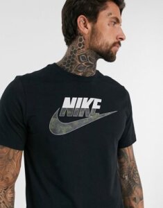 Nike camo logo t-shirt in black