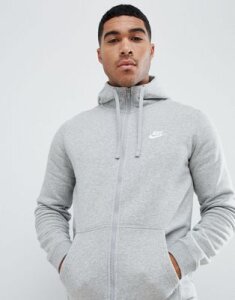 Nike Club zip-through hoodie in gray