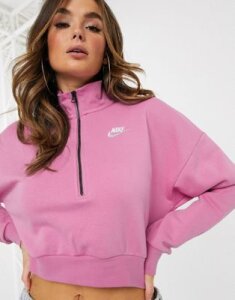 Nike Essentials Pink Cropped High Neck Sweatshirt