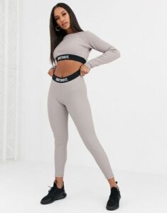 Nike gray Ribbed Just Do It high waisted leggings