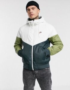 Nike Heritage Essentials Windrunner reversible insulated hooded zip-through jacket in dark khaki/green