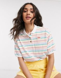 Nike multi stripe crop polo t-shirt